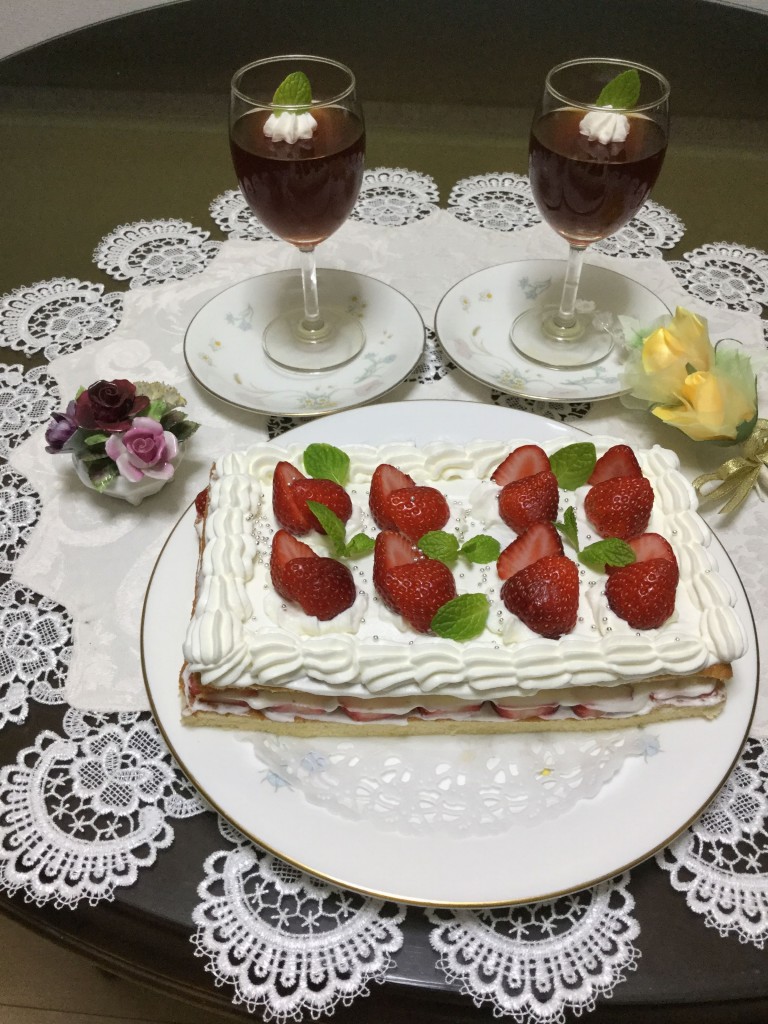 ５月　ケーキ基礎教室　ショートケーキ・紅茶のゼリー